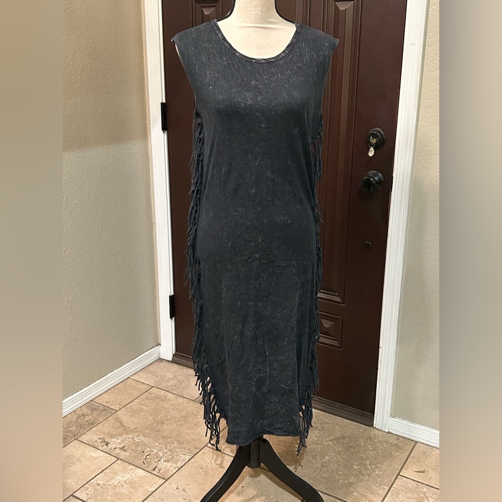 Jersey Knit Fringed Tshirt Festival Dress